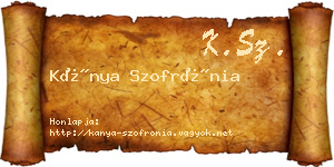 Kánya Szofrónia névjegykártya